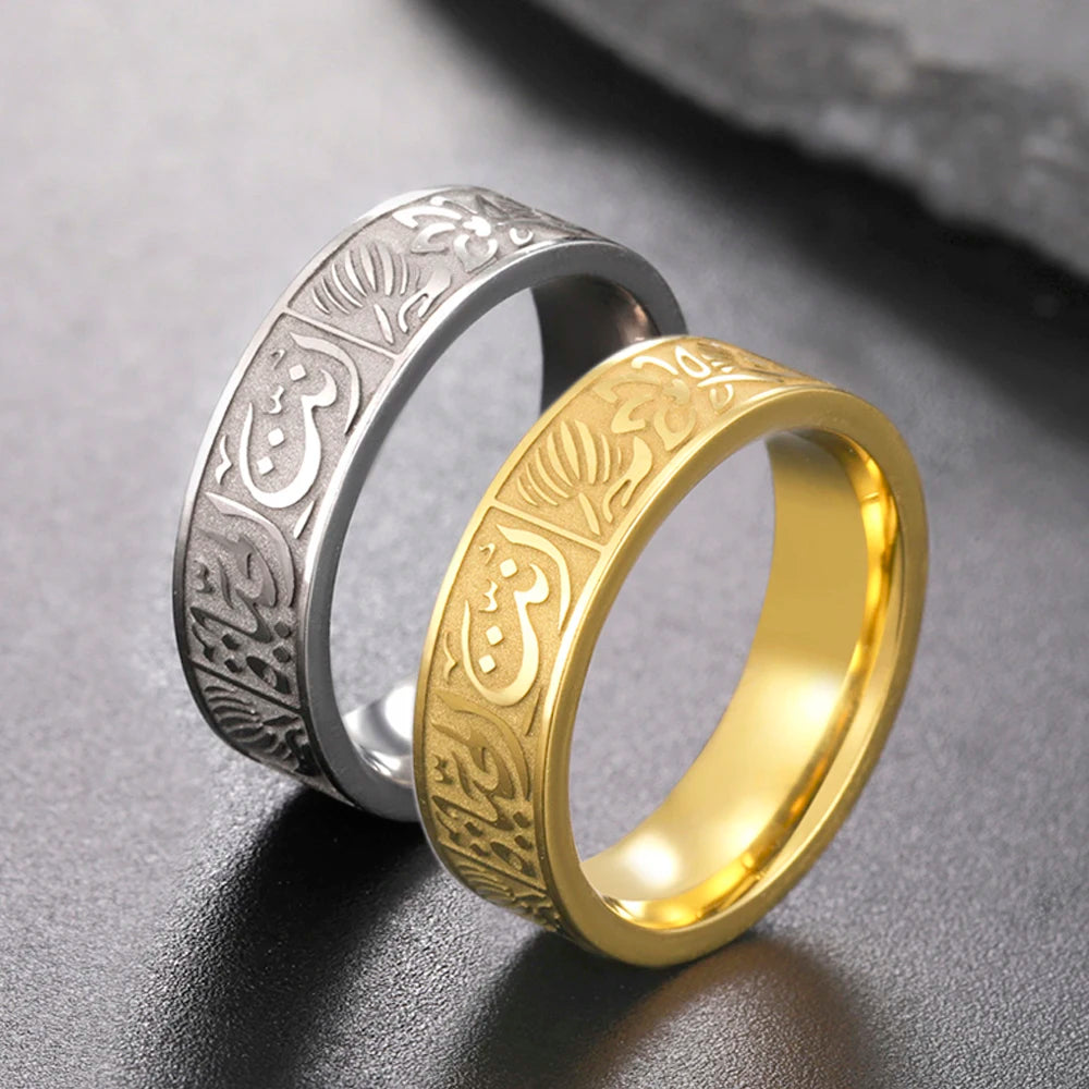 Dawapara Vintage Arabic Calligraphy and Lotus Flower Unisex Ring