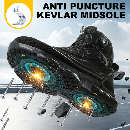 Men's high top lace-free comfortable soft sole anti-smash and puncture resistant work shoes - AMULET RING STORE