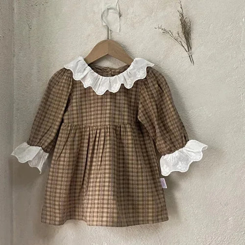 2024 New Autumn 0-3Yrs Kids Princess Dress Baby Bodysuits Long Sleeved Cotton Print Infant Baby Girls Party Dress Sister Clothes