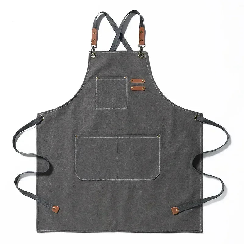 Customized apron New Fashion Canvas Kitchen Aprons For Woman Men Chef Work Apron For Restaurant Bar Shop Cafes Studios Uniform - AMULET RING STORE