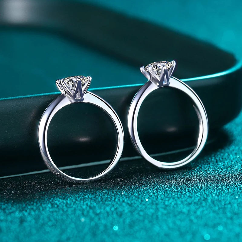 NeeTim 0.5ct 1ct 2ct 3ct Blue Pink Purple Black Moissanite Rings for Women Sterling 925 Silver Wedding Party Band Woman's Ring