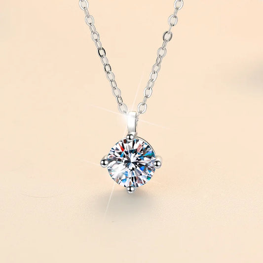 New 2ct Moissanite 925 Sterling Silver Necklace Pendant Chain Fine Jewelry for Woman Wedding Sparkling Classic Party Fashion