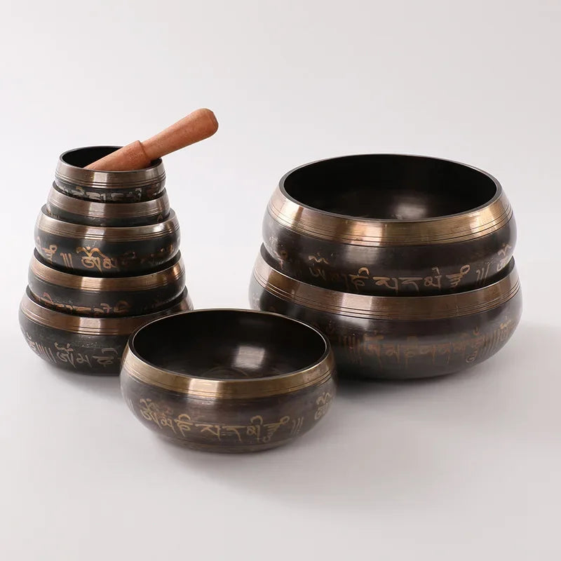 Nepal Handmade Bronze Singing Bowl Healing Meditation Yoga Tibetan Singing Bowls Sound Therapy Percussion Instruments - AMULET RING STORE