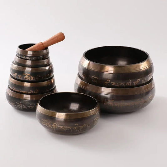 Nepal Handmade Bronze Singing Bowl Healing Meditation Yoga Tibetan Singing Bowls Sound Therapy Percussion Instruments - AMULET RING STORE