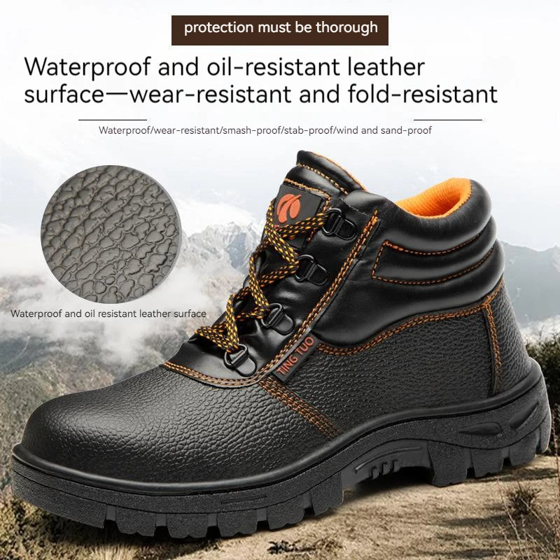 Wear-resisting Men Work Safety Boots Anti-smash Anti-puncture Work Sneakers Waterproof Boots Indestructible Protective Work Boot - AMULET RING STORE