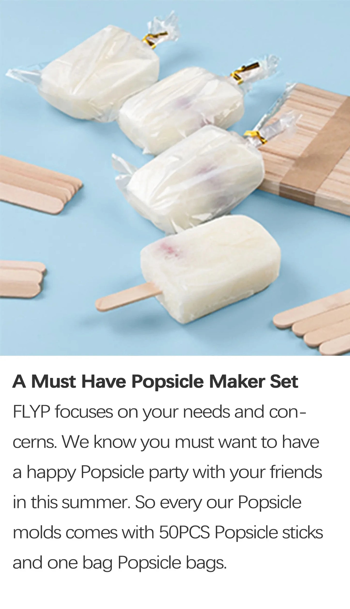 Summer DIY Ice Cream Tools With Wooden Sticks Silicone Popsicle Molds Set Kitchen Accessories Quench Thirst Snacks for Children - AMULET RING STORE