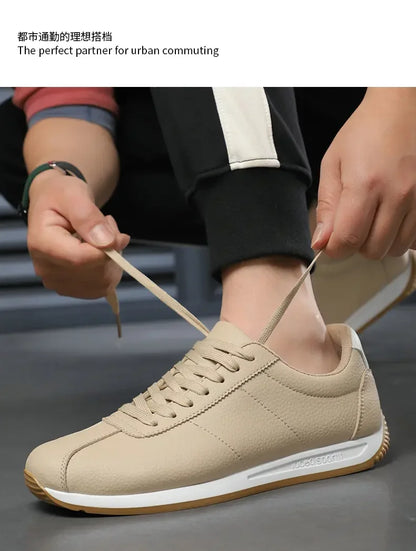 Leisure Running Summer Fashion Anti Slip Mountaineering PU Leather Sports Shoes Tennis Trend Hot Selling Men White Flat Shoes - AMULET RING STORE