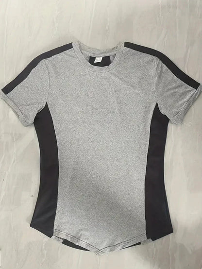 2025 Male Fitness T-shirt Summer Men's Athleisure Workout short sleeve T-shirt Compress quick-dry Men T-shirt Gym Sports Tops - AMULET RING STORE