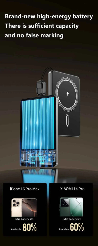 VIVO 50000mAh Portable Magnetic Wireless Power Bank PD22.5W Fast Charging External Battery for Magsafe For iPhone Samsung Xiaomi