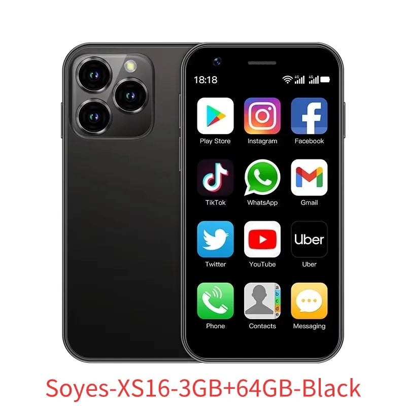 SOYES XS16/XS15 Mini Android Smartphone 3G/4G Network 2GB RAM 16GB ROM 3" Display 5MP Camera Dual SIM With Play Store WhatsAPP - AMULET RING STORE