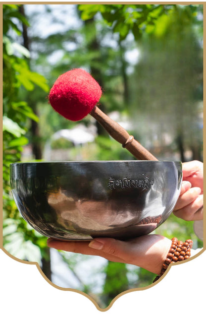 Full Moon Tibetan Singing Bowl Handmade Mindfulness Meditation Nepal Singing Bowls Yoga Chakra Sound Healing Therapy Accessories - AMULET RING STORE