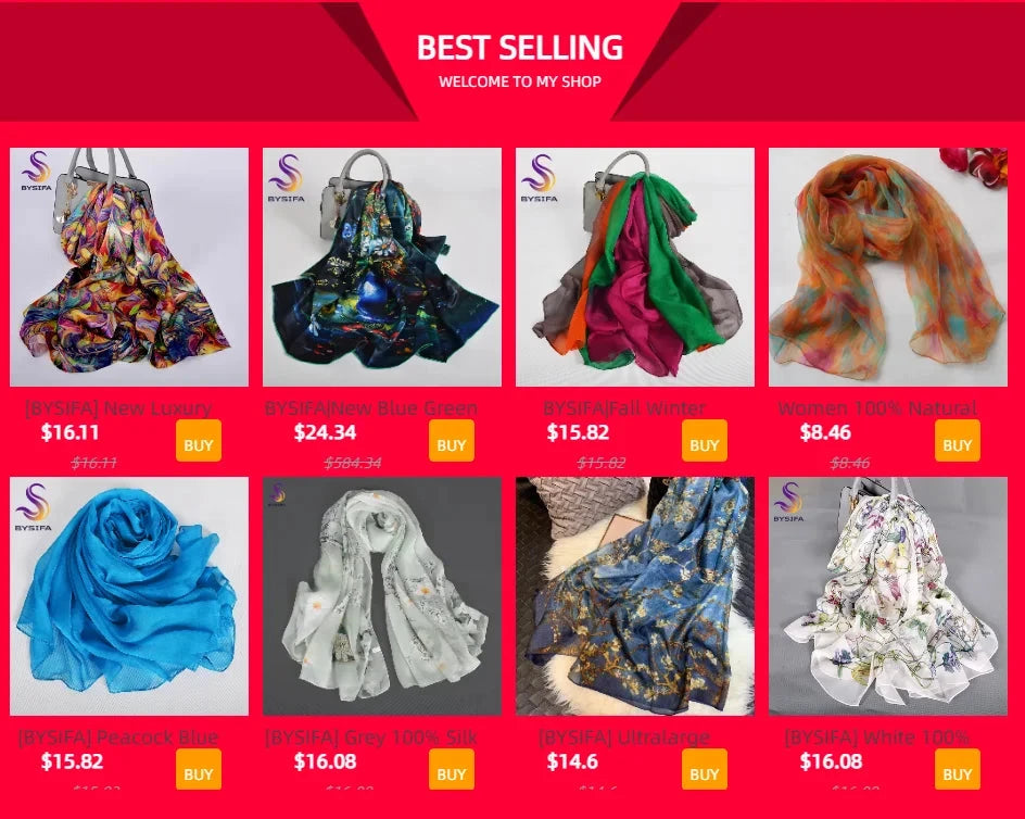 [BYSIFA] Women Chiffon Pure Silk Scarf Cherry Blossom Floral Design Long 100% Silk Shawl Scarf Purple Pink Silk Scarves Echarpes