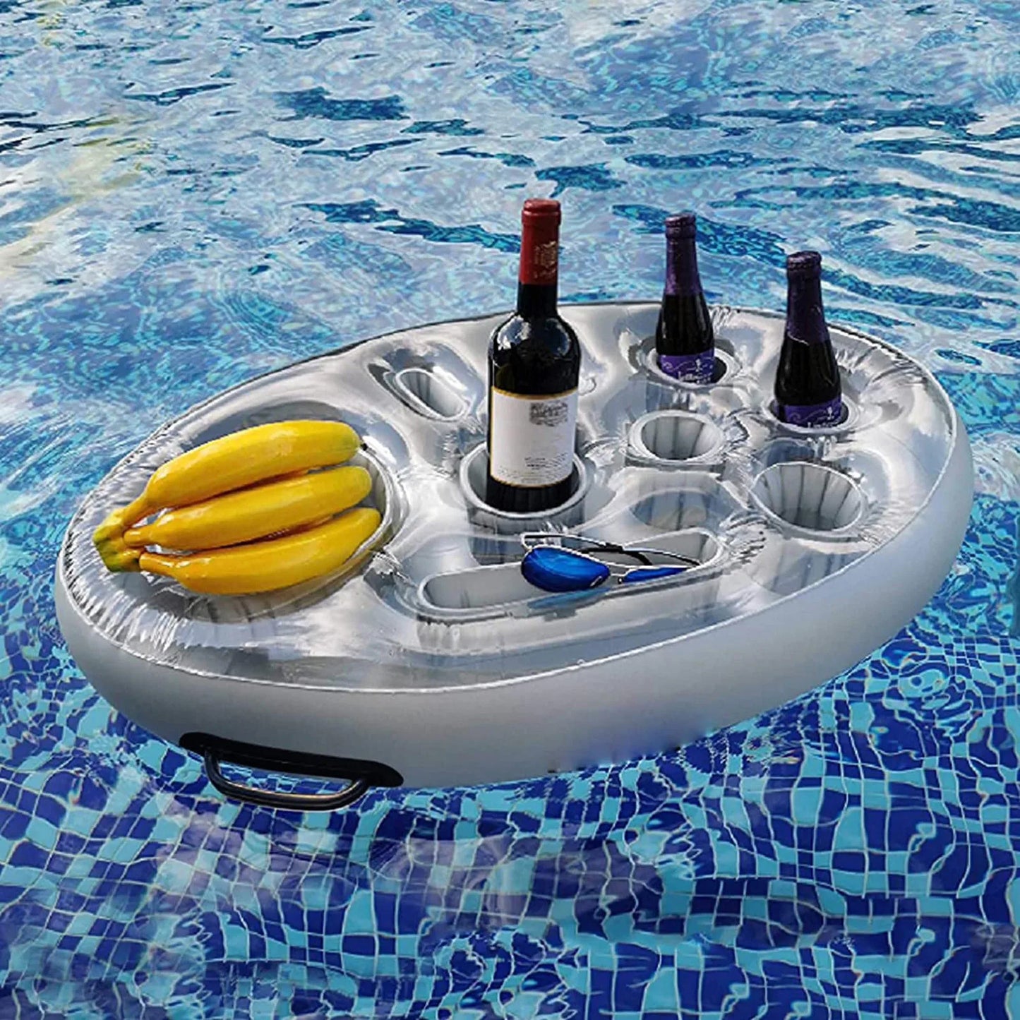 Inflatable PVC water ice bar self-service ice tray party floating portable beverage rack porous coaster tray. Water party - AMULET RING STORE