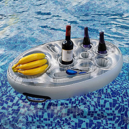 Inflatable PVC water ice bar self-service ice tray party floating portable beverage rack porous coaster tray. Water party - AMULET RING STORE