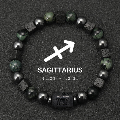 12 Zodiac Signs Natural Stone Bracelets Taurus Cancer Virgo Pisces Bracelets Ladies Men Couples Gift Bracelet aquarius