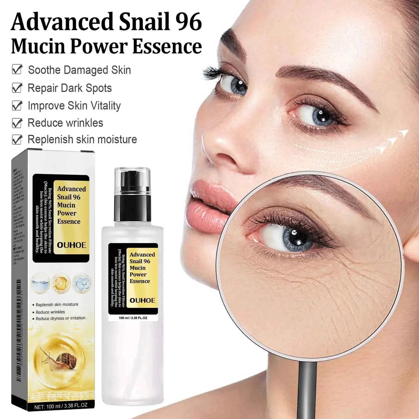 Snail Mucin Repair Essence Water Skin Toner Moisturizing Brightening Hyaluronic Acid Prime Deep Nourishing Skin Care Smoothing