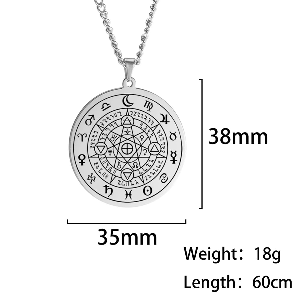 Dawapara Fortune Wheel AGLA INRI Stainless Steel Men Necklace