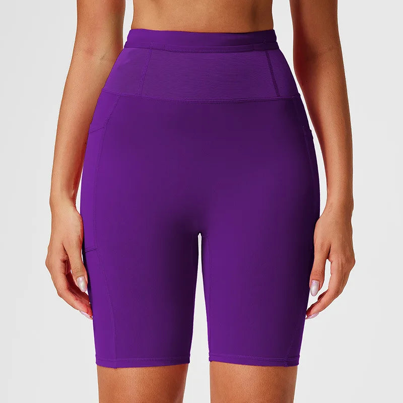 Marathon Compression Shorts with Waistband Pocket Men Women Quick Dry Nylon Workout Tights for Cycling Running Training