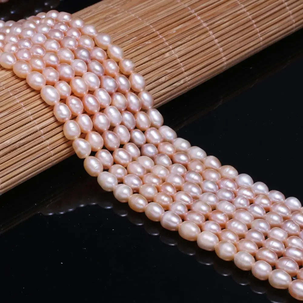 AAA White Rice Pearl Beads 6-7mm Natural Freshwater Baroque Pearls Beads for Jewelry Making DIY Necklace Bracelet Accessories - AMULET RING STORE