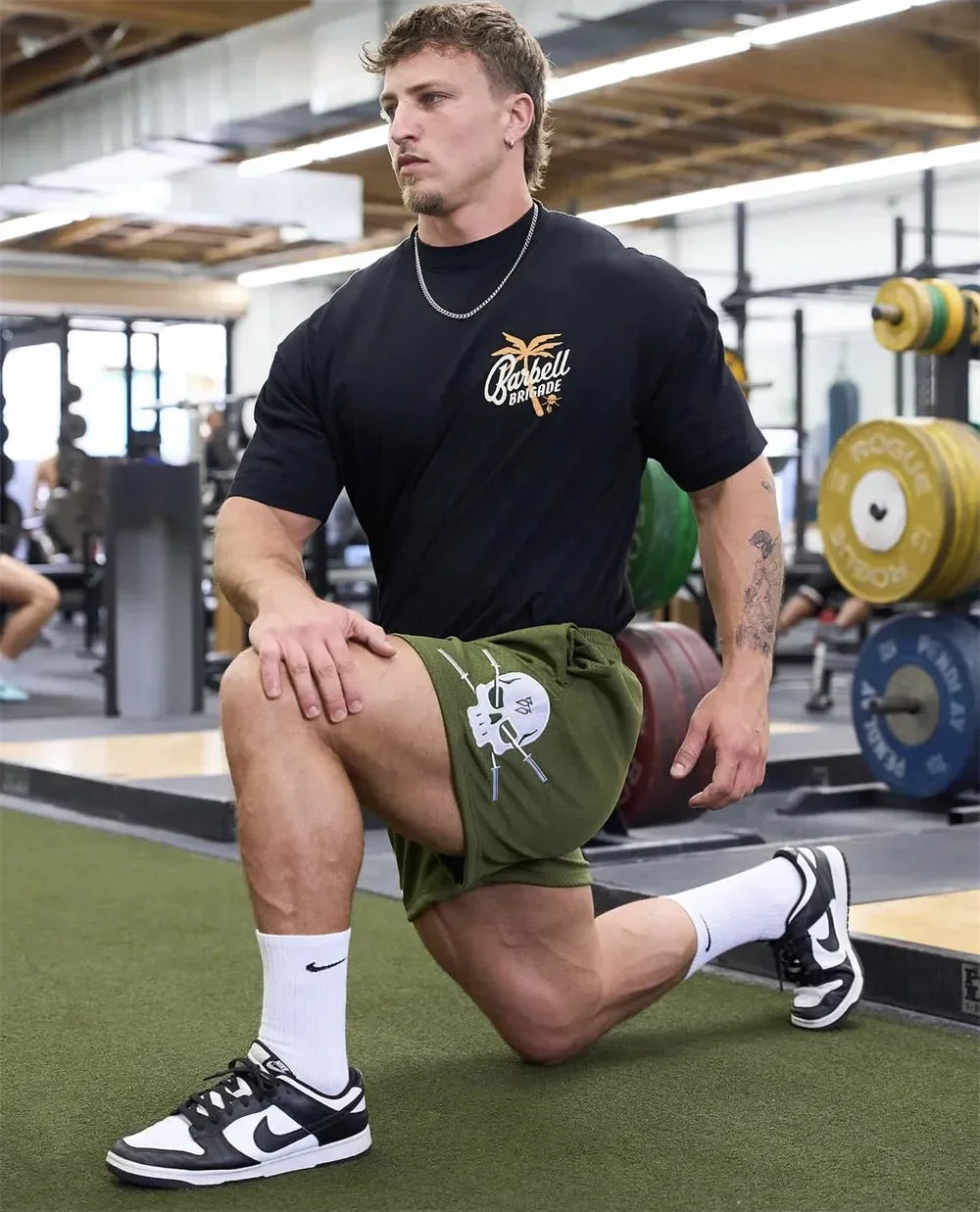 Barbell Brigade PALM TREE TEE Muscle Fitness Casual T-shirt Summer Men's Athleisure Workout Shirts Gym Sport Unisex Shirt Tops - AMULET RING STORE