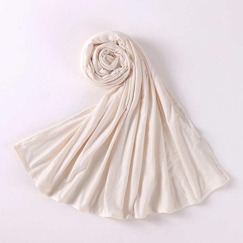 Newest Milk Silk Jersey Hijabs for Women Soft Warm Muslim Woman Turban Hoofddoek Headscarf Good Stitch Stretch Jesey HIjab Scarf - AMULET RING STORE