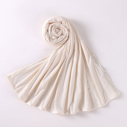 Newest Milk Silk Jersey Hijabs for Women Soft Warm Muslim Woman Turban Hoofddoek Headscarf Good Stitch Stretch Jesey HIjab Scarf - AMULET RING STORE