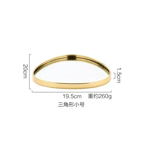 New Light Luxury Mirror StorageTray Home Decoration Desktop Storage Tray Multilateral Geometric Tray Living Room Accessories - AMULET RING STORE