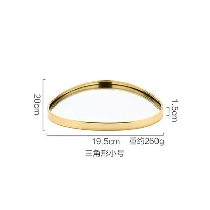 New Light Luxury Mirror StorageTray Home Decoration Desktop Storage Tray Multilateral Geometric Tray Living Room Accessories - AMULET RING STORE