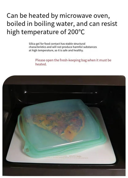 Silicone Zipper Bag,Kitchen Fresh-keeping Bags for Fruits and Vegetables,Portable Self-sealing Storage Bag for Daily Necessities - AMULET RING STORE