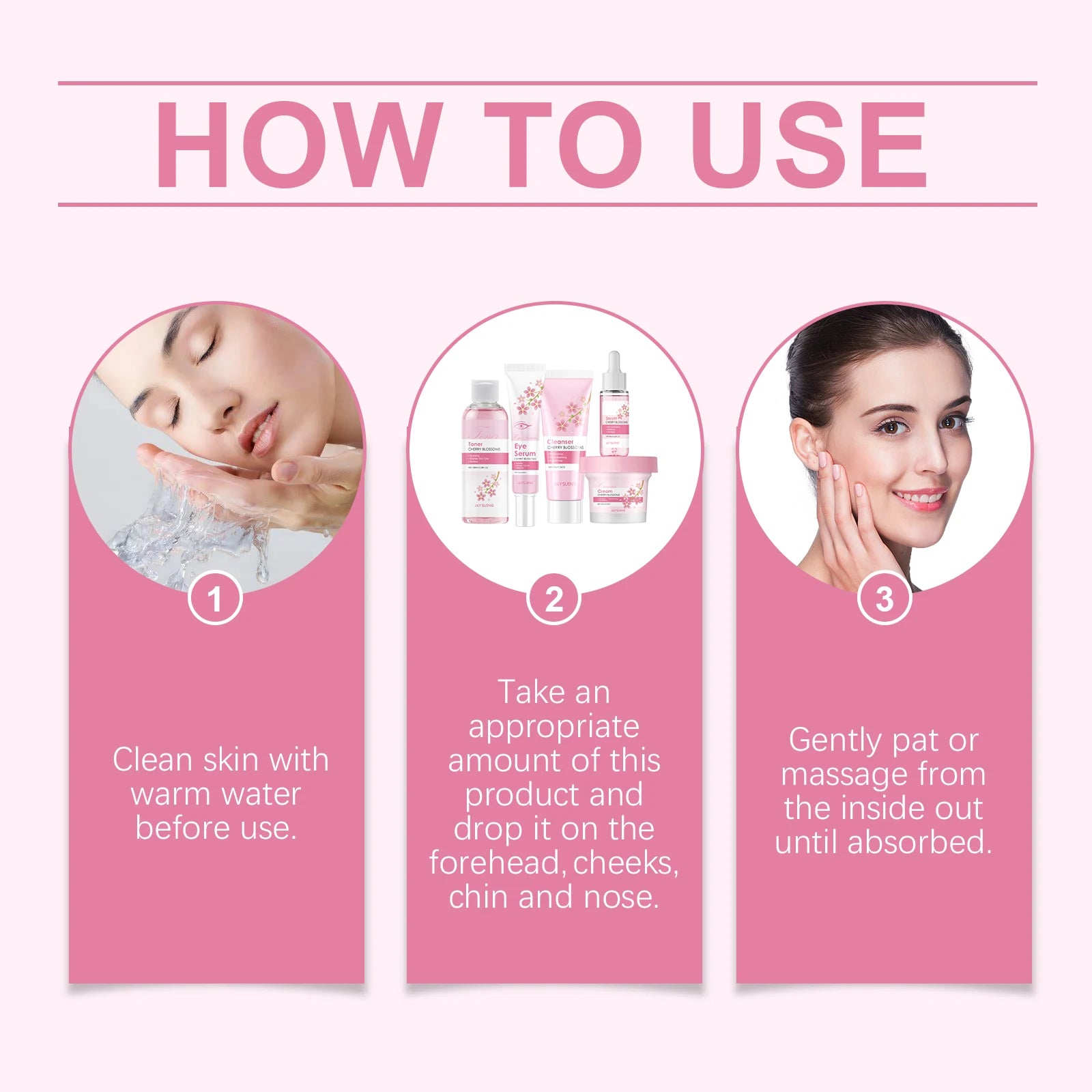 Sakura Skincare Set Moisturizer Face Cream Serum Toner Facial Cleanser Eye Cream Anti-Wrinkle Brighten Face Care Kit for Women - AMULET RING STORE