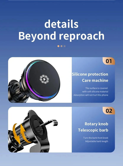 ice Cooling Magnetic Wireless Car Charger Stand for iPhone 16 15 14 13 12 Pro Max MacSafe Car Phone Holder Fast Charging Station