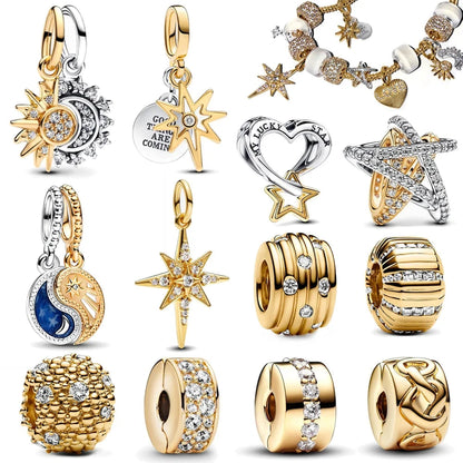 Gorgeous Splittable Sun & Moon, North Star & Lucky Love Heart Dangle Charm Fit Original Pan Bracelet DIY Jewelry Accessories - AMULET RING STORE