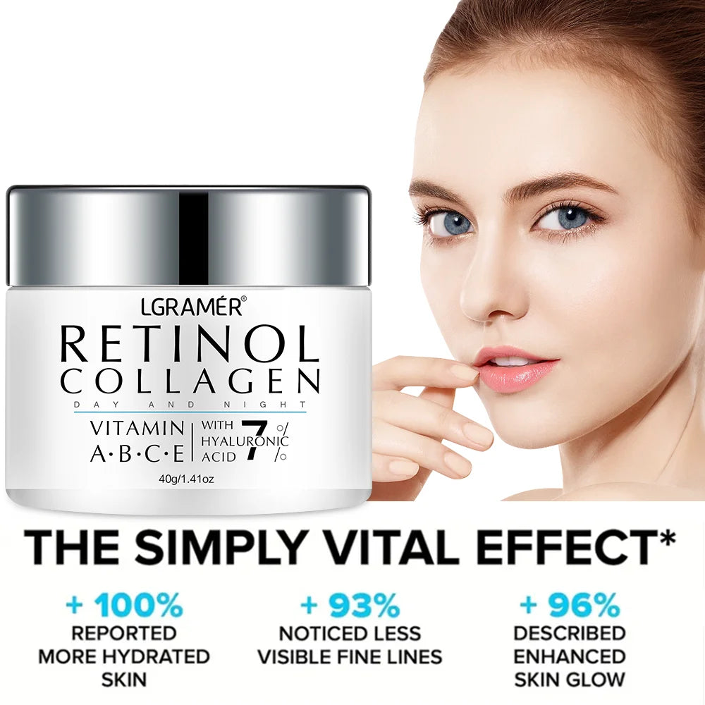 Retinol Face Cream Moisturizing Nourishing Wrinkle Remover Collagen Hyaluronic Acid Shrink Pores Firming Skin Care Cosmetic - AMULET RING STORE