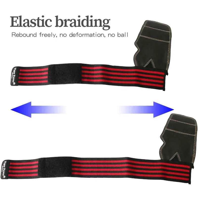 Leather Weightlifting Training Weight Lifting Gloves, Bar Grip, Barbell Straps, Hand Protection, 1Pair