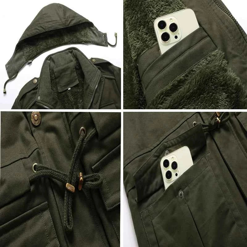 Winter Men's Warm Padded Jackets Fashion Men Fleece Lined Thermal Hooded Coats Men Mountain Ski Windbreaker Jackets Clothing