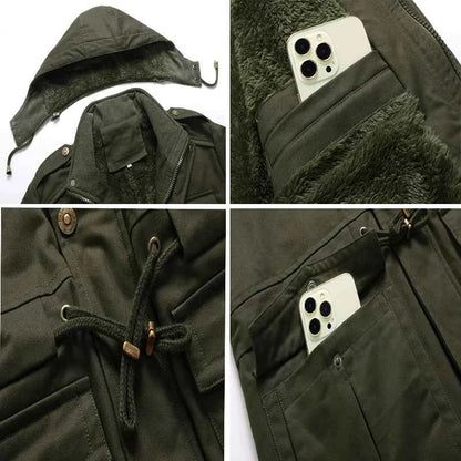 Winter Men's Warm Padded Jackets Fashion Men Fleece Lined Thermal Hooded Coats Men Mountain Ski Windbreaker Jackets Clothing