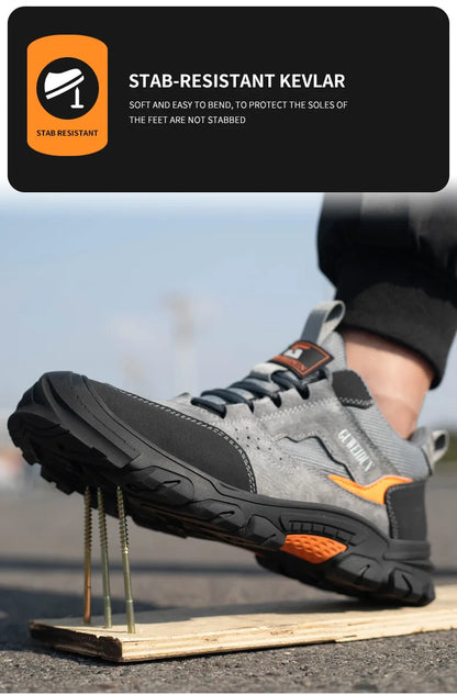 Men Safety Work Shoes Plastic Toe Safety Boots Fashion Lightweight Comfort Working Sneakers Anti-puncture Indestructible Shoes - AMULET RING STORE