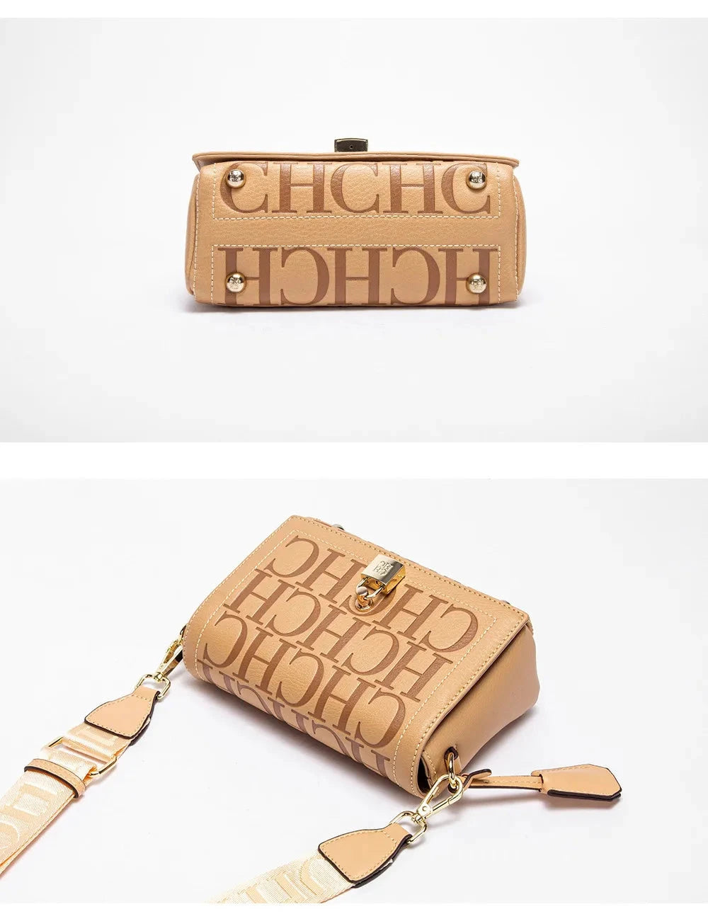 Fashion Design Model Metal Accessories Buckle Women's Shoulder Bag Luxury Brand 2025 Fashion Solid Colour Printed Head Bag