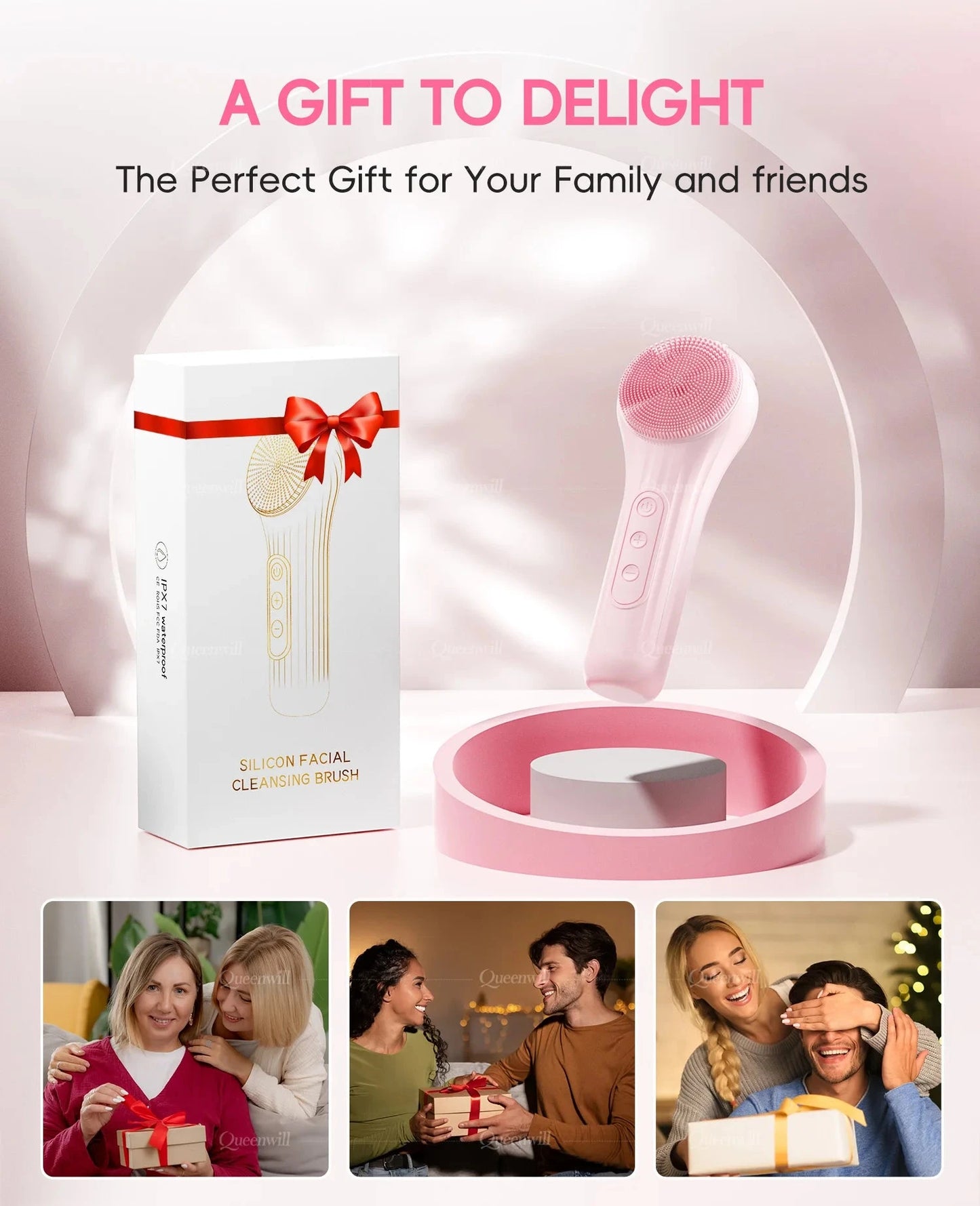 Electric Sonic Waterproof Facial Cleansing Brush Rechargeable Hot compress Deep Pore Cleaner Silicone Cleanse Skincare Device