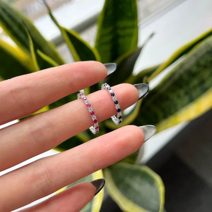 Monkton S925 Sterling Silver Thin Stackable Sapphire Rings for Women Sparkling Wedding Engagement Jewelry Set Кольца