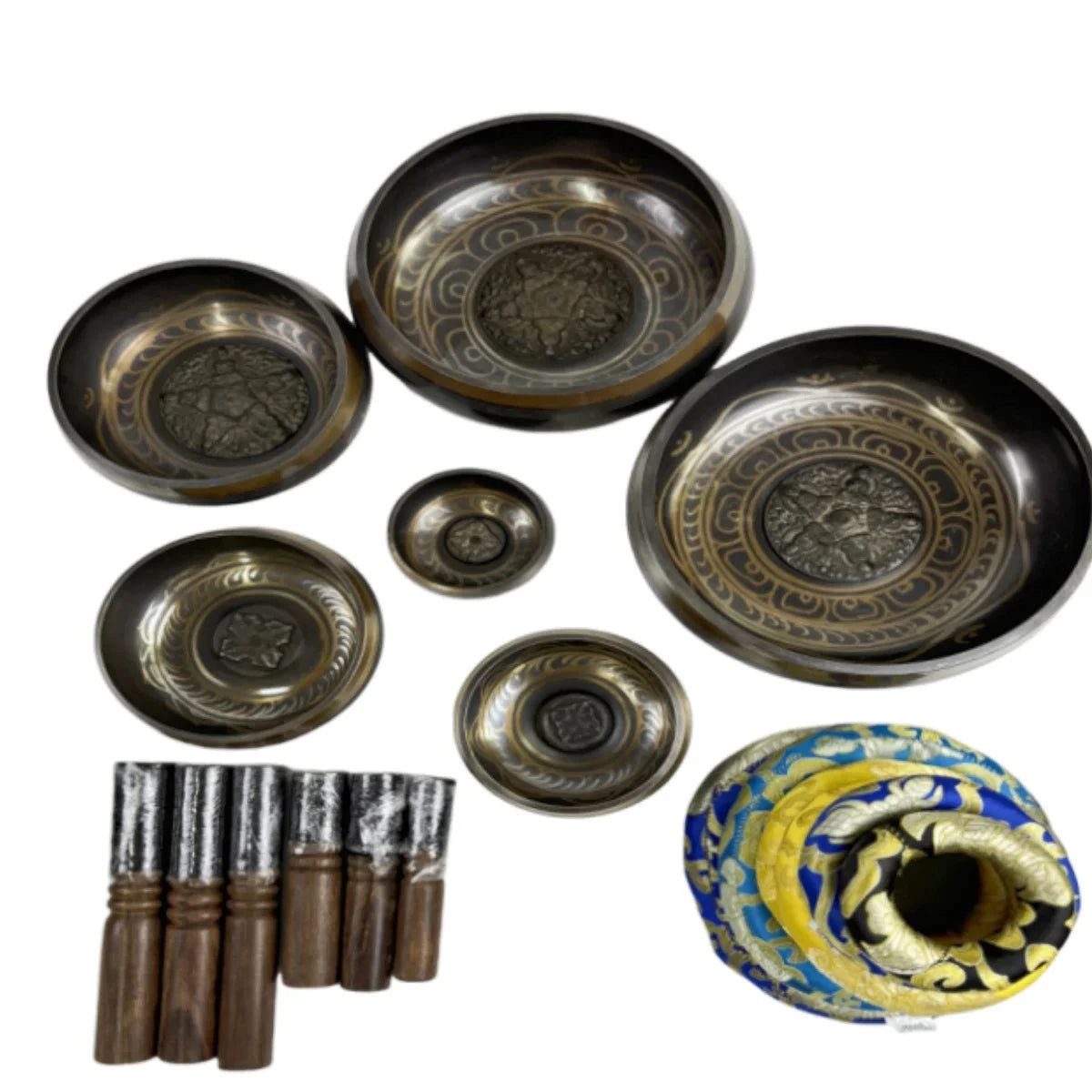 Tibetan Singing Bowl Set 8.5~20CM Size Optional Scripture Bowl Helpful for Meditation Yoga Relaxation Chakra Healing Prayer - AMULET RING STORE