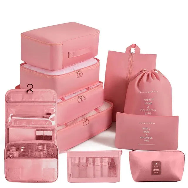 8/9/10/11 Pcs Set Travel Organizer Storage Bags Suitcase Packing Cubes Set Cases Portable Luggage Clothe Shoe Tidy Pouch Folding - AMULET RING STORE