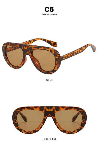 Y2K Retro Round Small Sunglasses Trendy Leopard Print Glasses Vintage Unisex Eyewear for Women Men Bold Fashion Accessories