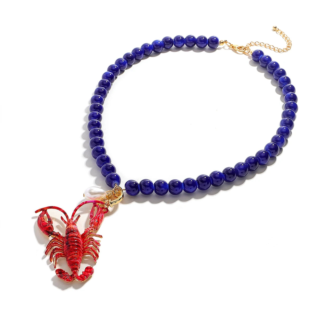 2025 New ZAA Lobster Bead Necklace Handmade Crystal Beaded Enamel Jewelry Simple Pendant Necklace Women Beach Vacation Accessory - AMULET RING STORE