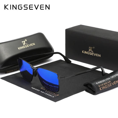KINGSEVEN Classic Sunglasses Men Rectangle Alloy Frame Glasses Polarized UV400 Casual Trendy Driving Eyewear