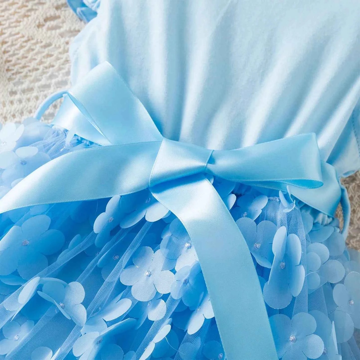 Toddler Baby Girls Clothes Elegant Floral Print Tulle Dress Summer Kids Princess Party Birthday Dress Butterfly Solid Mesh Dress