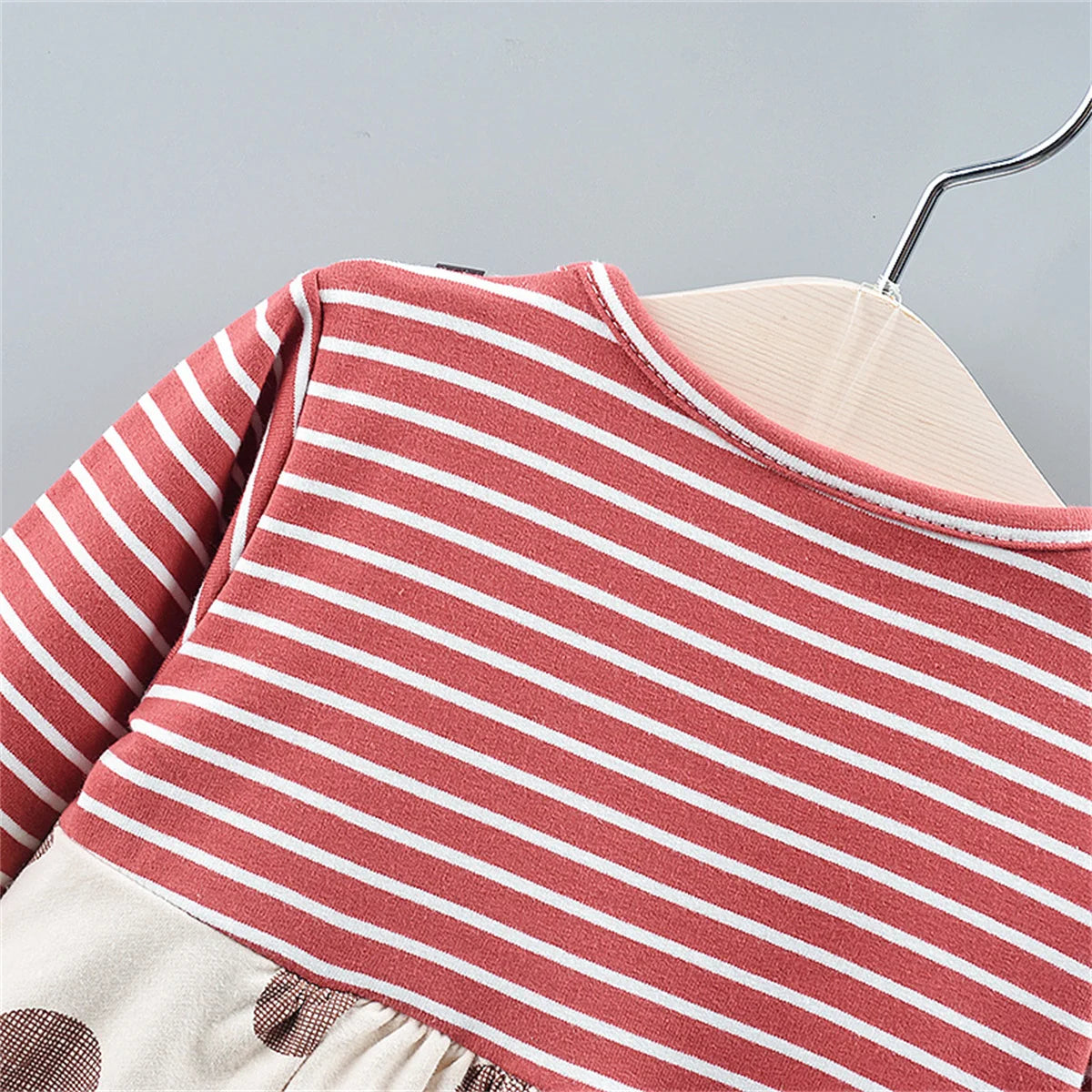 Spot Girls Dress Autumn Children Wear New Fashion Polka Dot Print Bow Long Sleeve Fake Two-piece Children's Skirt - AMULET RING STORE