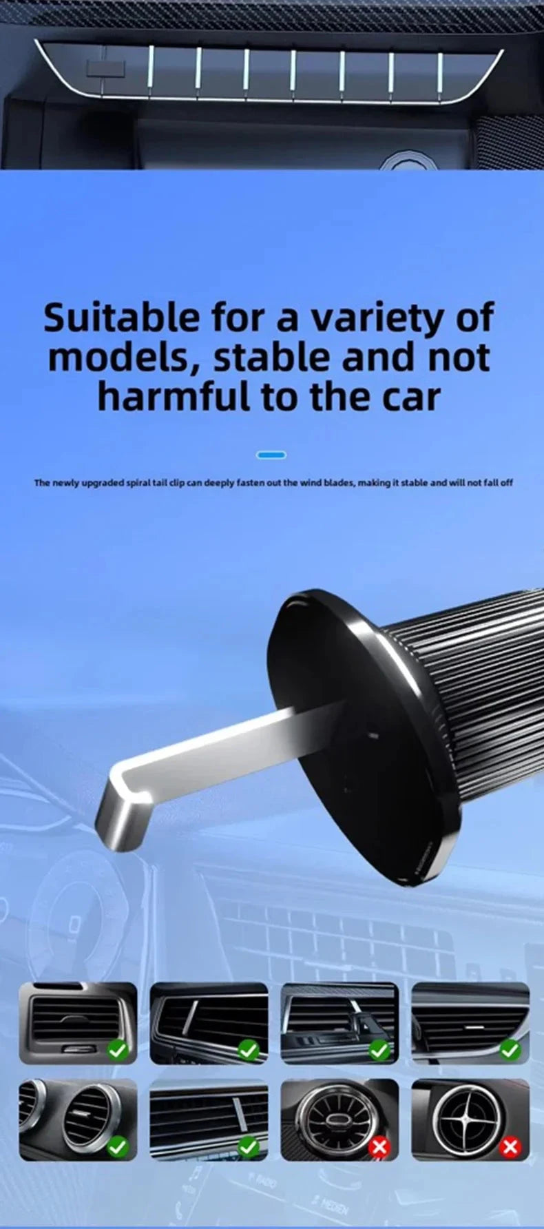 UYUXIO Wireless Car Charger Fast Charge Manual Clamping Air Vent Car Phone Holder for Samsung Android Phones iPhone 16 15 14 13