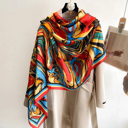 Spring Scarf Women's Luxury Design Scarf Silk Smooth Scarf Soft Muslim Headband Shawl Beach 85x180cm - AMULET RING STORE