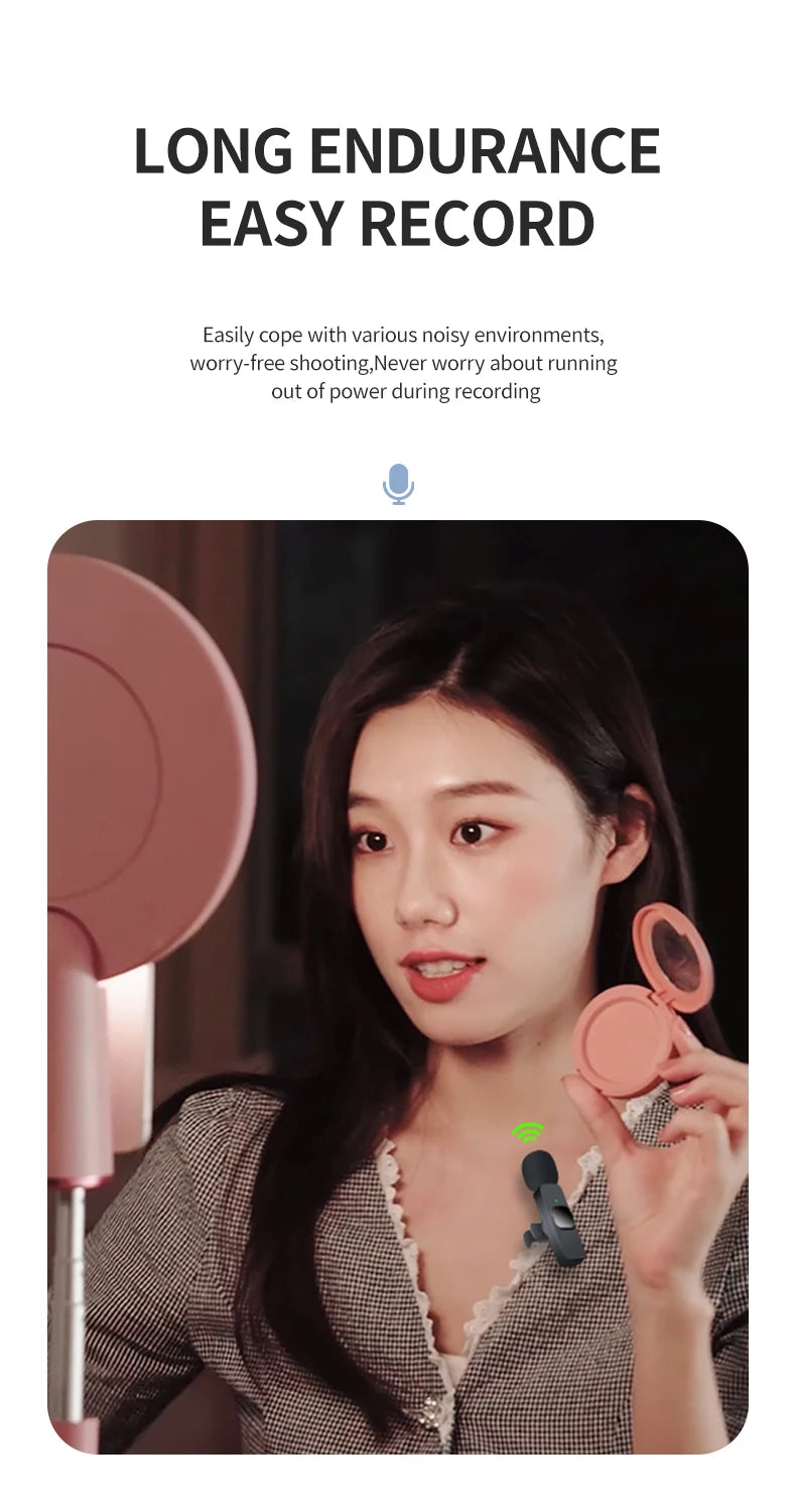 Basix 2.4G Wireless Lavalier Microphone 3in1 For iPhone Huawei Xiaomi Samsung Audio Video Recording Mic Live Broadcast Gaming